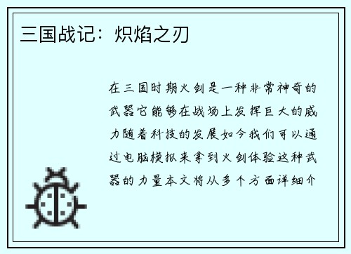 三国战记：炽焰之刃